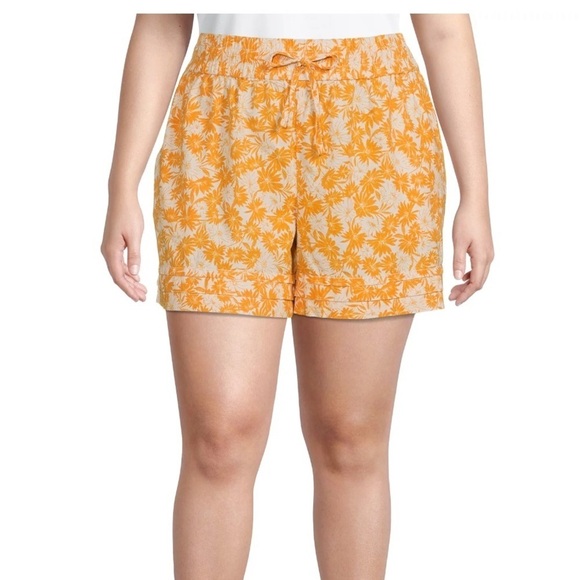 Terra & Sky Women's Plus Size Pull-On Drawstring Linen Shorts Size 4X (28W-30W) - Picture 3 of 9